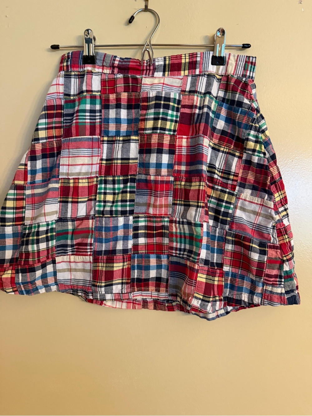 Urban Outfitters Red Multicolor Patchwork Plaid A-Line Skirt